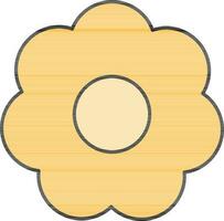 Yellow Color Cookie Icon In Flat Style. vector