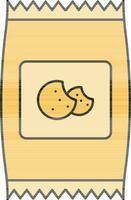 Cookie Packet Icon In Yellow Color. vector