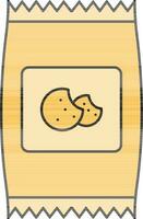 Galleta paquete icono en amarillo color. vector