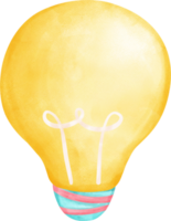 Eco friendly save energy, yellow light blub symbol watercolor painting png