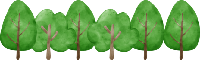 eco vriendelijk groep van groen bomen verticaal banier waterverf schilderij png