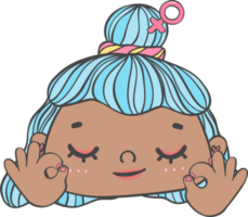 schattig meisje schoonheid gezicht met OK gebaar hand- teken tekenfilm karakter hand- tekening tekening schets png