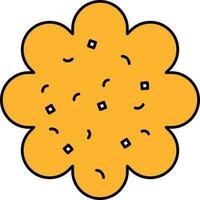 Flat Style Cookie Icon In Yellow Color. vector