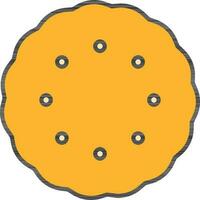 Flat Style Round Cookie Icon In Yellow Color. vector