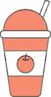 Watermelon Juice Glass Icon In Red And White Color. vector