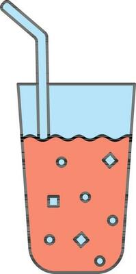 Cold Drink Glass Icon In Red And Blue Color.