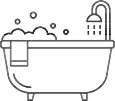 Flat Style Bathtub Icon in Line Art. vector