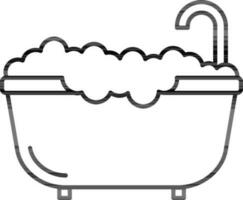 Flat Style Bathtub Icon in Black Line Art. vector