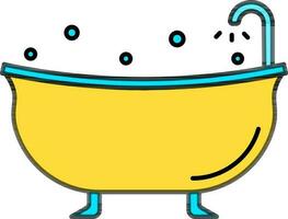 Bathtub Icon Or Symbol In Blue And Yellow Color. vector