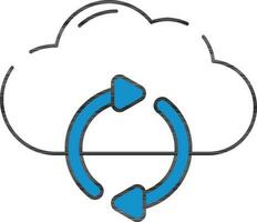 Cloud Sync Icon In Blue And White Color. vector