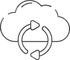 Cloud Sync Icon In Black Line Art. vector