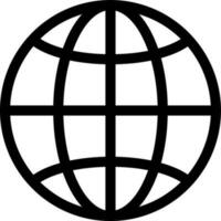 Black Line Art Globe Icon in Flat Style. vector