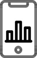 Mobile Graph Icon in Black Outline. vector