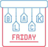 Black Friday Calendar Icon in Red and Blue Line Art. vector