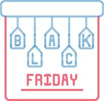 Black Friday Calendar Icon in Red and Blue Line Art. vector