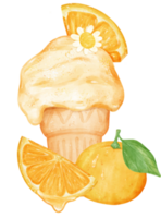 acuarela naranja Fruta hielo crema mano pintado ilustración png
