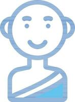 Monk Character Icon In Blue Stroke Style. vector