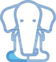 Blue Stroke Style Elephant Icon Or Symbol. vector