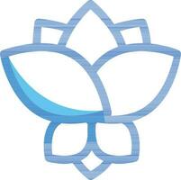Flat Style Of Lotus Icon Or Symbol In Blue Line Art. vector