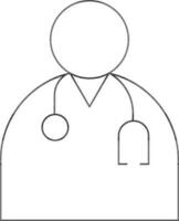 Black Line Art Doctor Icon in Flat Style. vector