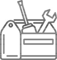 Carpenter Toolbox Icon in Line Art. vector