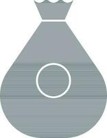 Money Bag Icon In Gray Color. vector