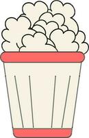 Red And Beige Color of Popcorn Box Icon In Flat Style. vector