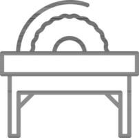 Flat Style Saw Table Icon in Thin Line Art. vector