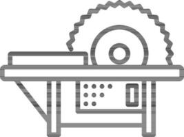 Flat Style Saw Table Icon in Black Outline. vector