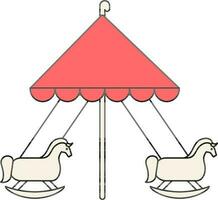 Merry Go Round Icon In Flat Style. vector