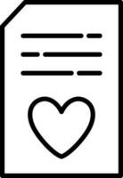 Paper Or File With Heart Icon In Black Outline. vector