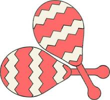 Maracas Icon In Red And Beige Color. vector