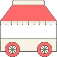 Kiosk Icon In Red And Beige Color. vector