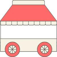 Kiosk Icon In Red And Beige Color. vector