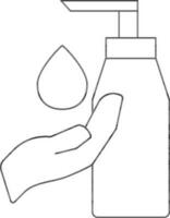 Hand Wash Gel or Disinfectant Icon in Black Line Art. vector