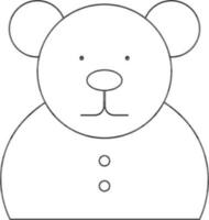 Isolated Cartoon Bear Icon in Line Art. vector