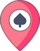 Casino Map Pin Icon In Blue And Pink Color. vector