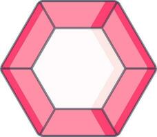 Hexagon Diamond Icon In Pink Color. vector