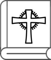 Bible Book Icon In Thin Line Art. vector