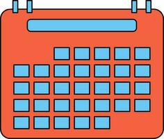 Calendar Icon or Symbol in Orange and Blue Color. vector