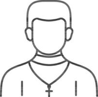 Priest Icon In Thin Line Art. vector