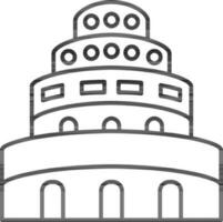 Tower of Babel Icon In Line Art. vector