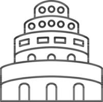 Tower of Babel Icon In Line Art. vector