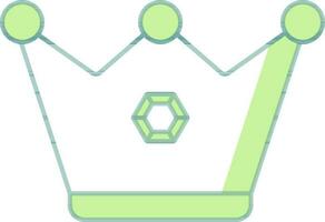 Crown Icon In Green And White Color. vector