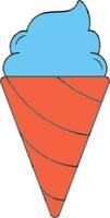 Ice Cream Cone Icon in Orange and Blue Color. vector