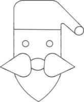 Flat Style Santa Face Icon in Line Art. vector