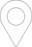 Black Outline Map Pin Icon on White Background. vector