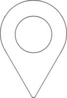 Black Outline Map Pin Icon on White Background. vector