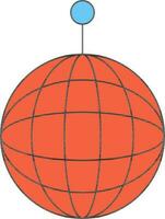 Flat Style Disco Ball Icon In Orange Color. vector