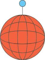 Flat Style Disco Ball Icon In Orange Color. vector